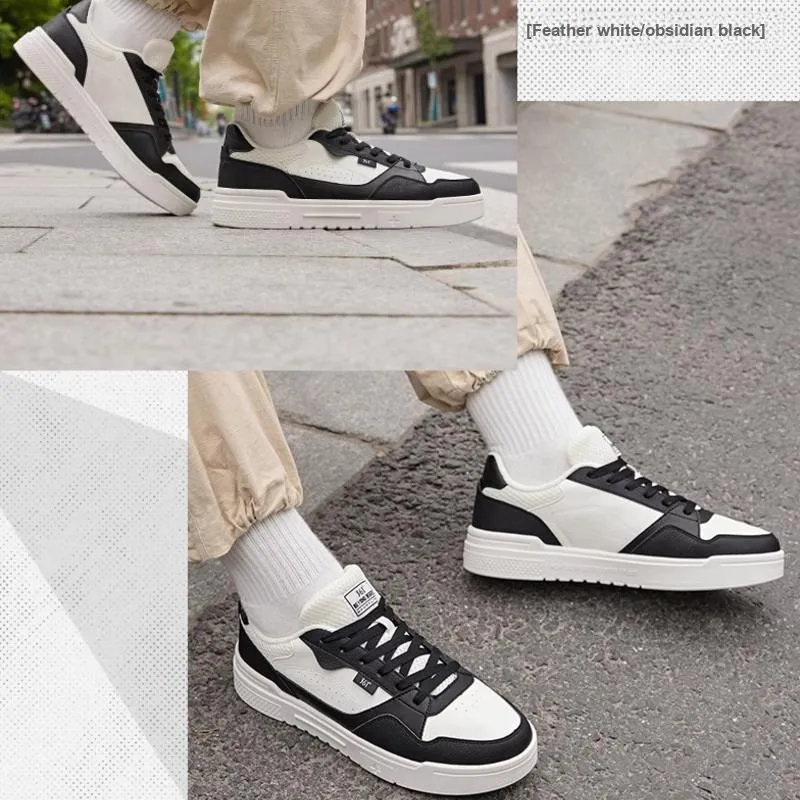 361° Anti Slip Wear Resistant Low Top Skateboard Shoes Men's White Black-3