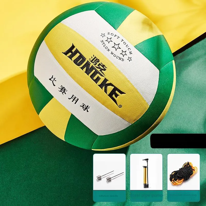 HONGKE PU Size 5 Volleyball Unisex Yellow White Green-1