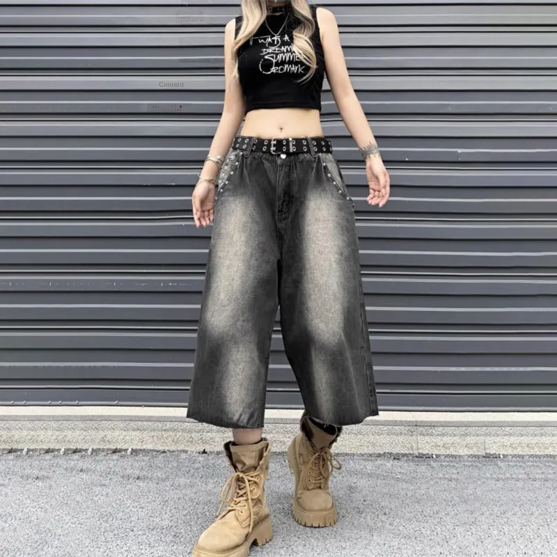NEVER RULE Denim Shorts Unisex Black-5