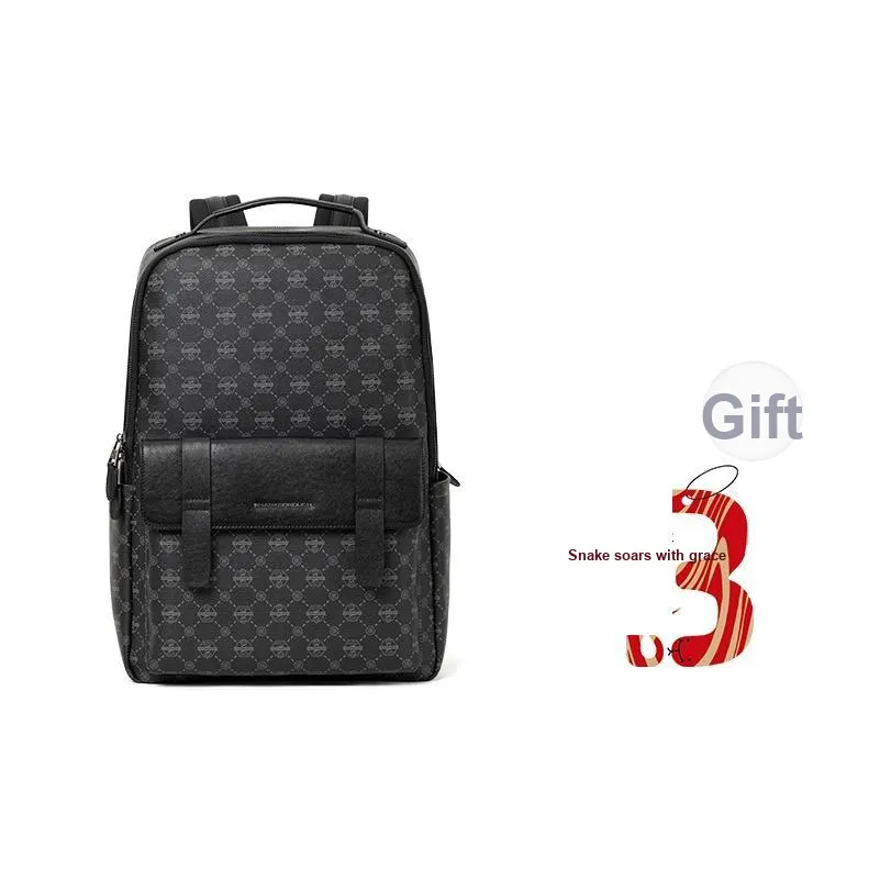 Sharkborough PVC With Cow Leather Laptop Backpack Large Men's Black
