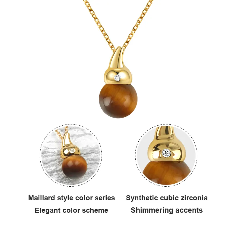 Bezzo Tiger's Eye Stone Necklaces Unisex-2