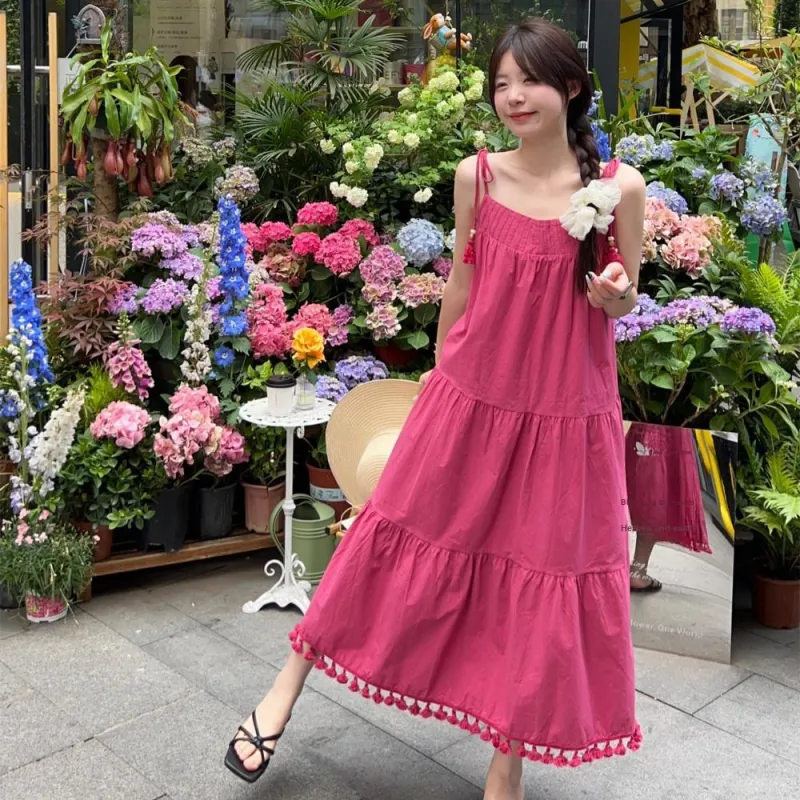 AHDO Slip Dresses Women's Fuchsia-2