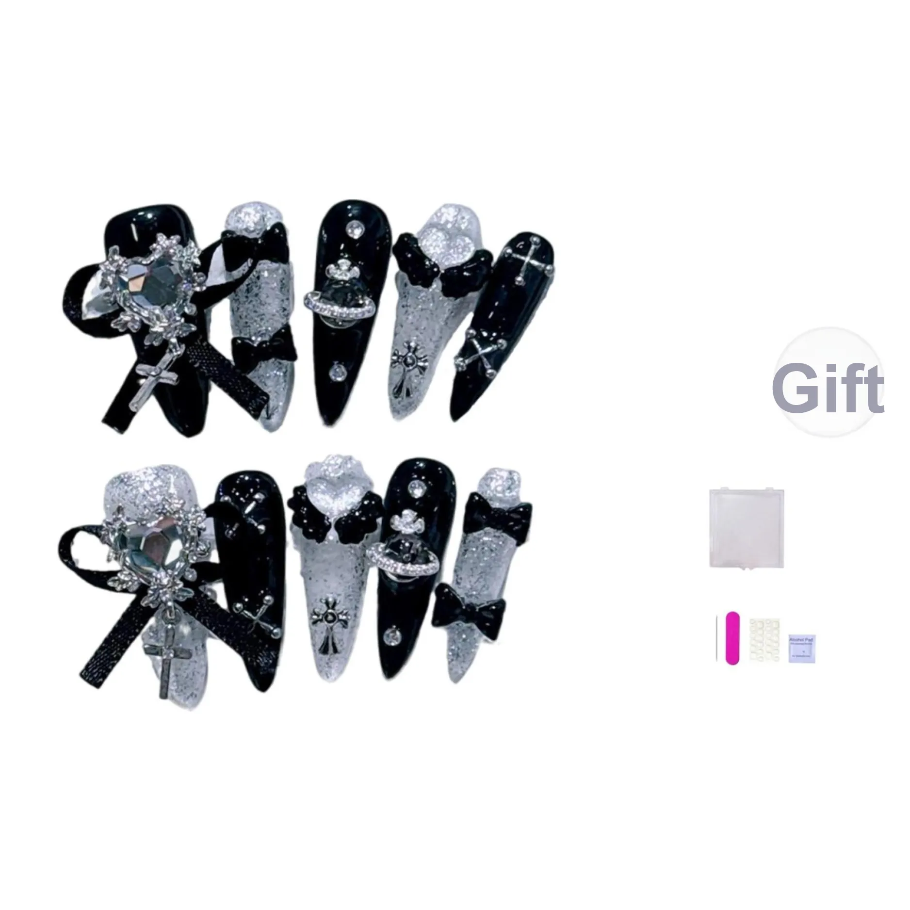 Future Maple Миллениум Горячая девушка Y2K Осветляющий Аниме Lolita False Nail Длинный Черный Jump Цвет Металл