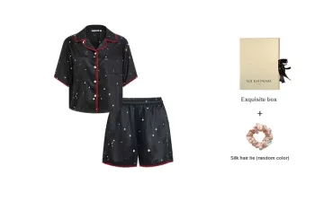 NOT JUST PAJAMA Silk Loungewear Short-Sleeved Set Women's Black