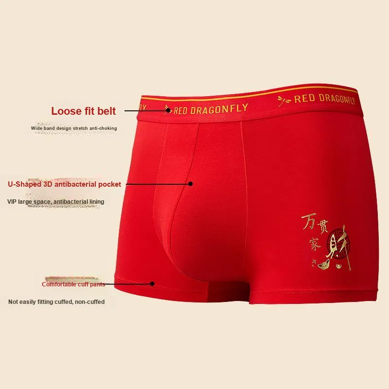 RED DRAGONFLY Cotton Panties Men's 4 Pack Gift Box Set-4