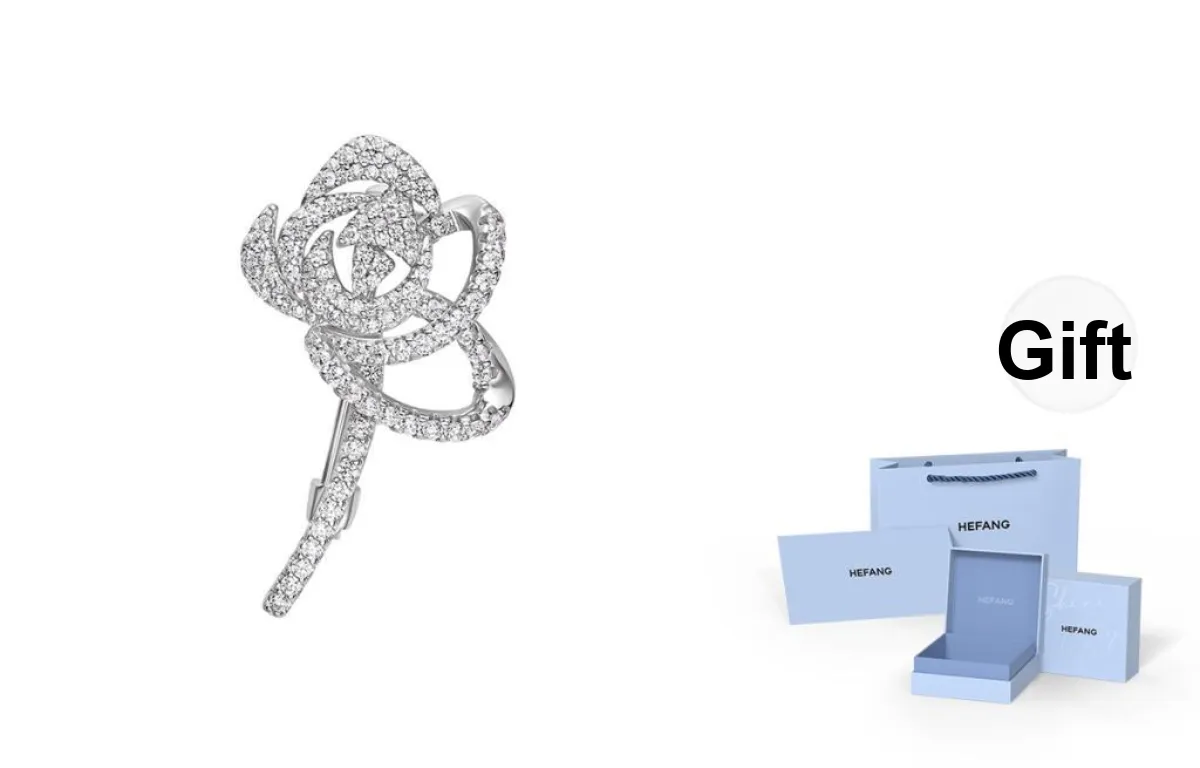 HEFANG 925 Sterling Silver Elegant Rose Brooch Women's