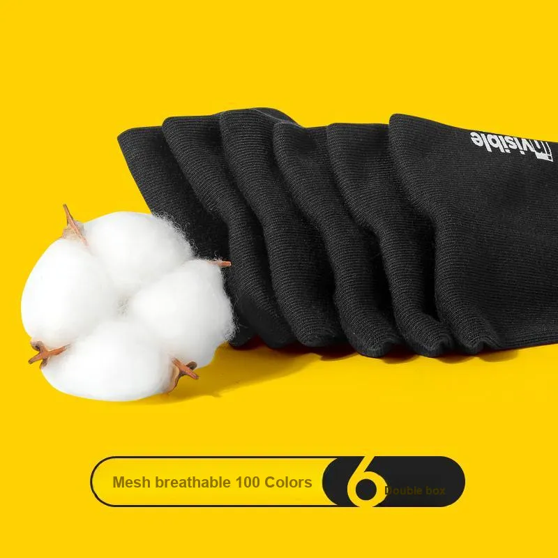 INVISIBLE Ankle Socks Unisex 6 Pack Black-2