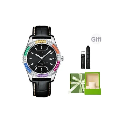 WANSHANGJIAN Zhenyao Collection Кварцевый механизм Коровья кожа Ремешок Часы Мужские Черный циферблат