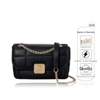 MESUCA Sanrio Hello Kitty Series PU Crossbody Bag, Shoulder Bag, Small Square Bag Medium Size Women's Black/Ecru