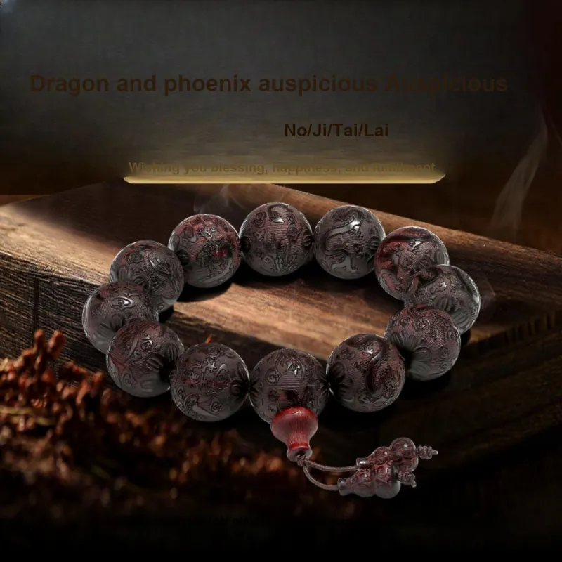 PUTUOSHANWENCHUANG Small Leaf Red Sandalwood Bracelets Unisex-4