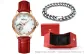 AL8312[Cuban Bracelets-Festival Box Set]Diamond-Studded-Rose Shell White Face Red Belt
