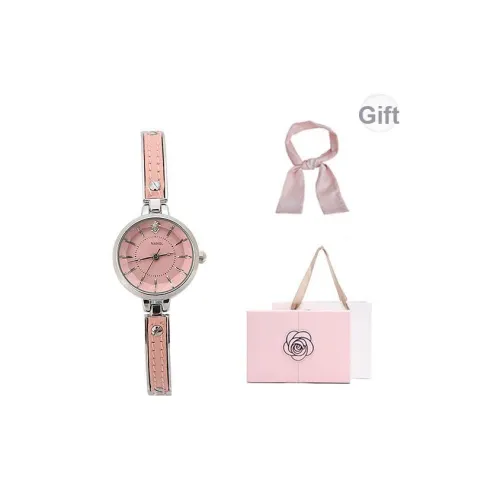 NANGL Кварцевый механизм стальной ремешок женские часы розовый циферблат