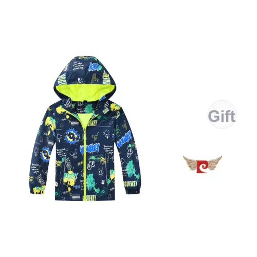 PIERRE CARDIN Нишевая детская одежда Повседневная Ink Splatter Paint Hooded Trench Coat Boys Multicolor Graffiti Jacket Cardigan