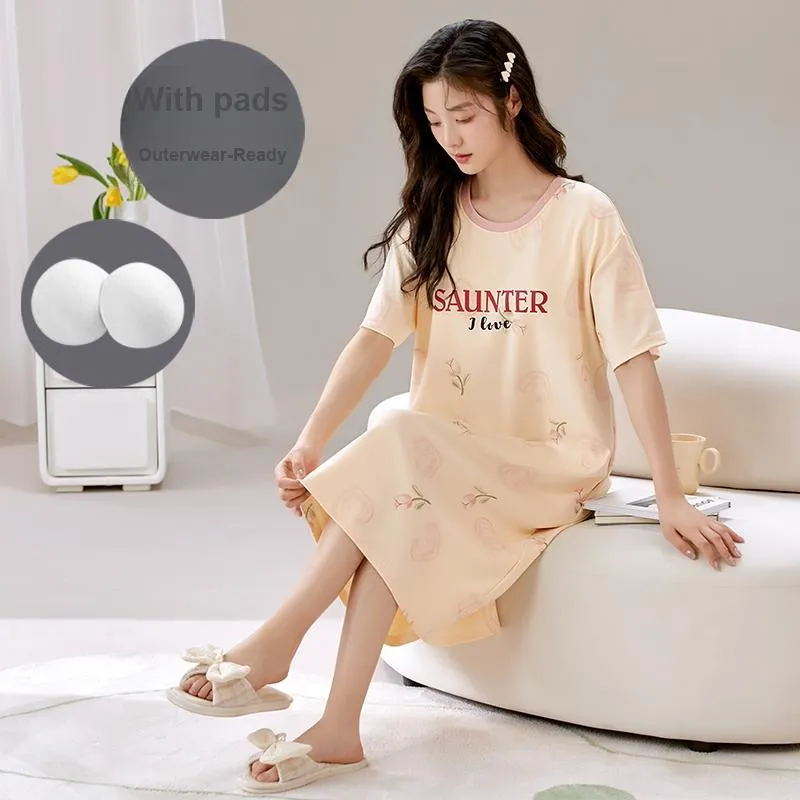JINXU Nightgown Women's Apricot-5