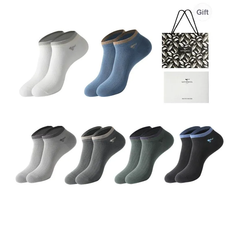 SEPTWOLVES Ankle Socks Men's 6 Pack Gift Box Set+Shopping Bag-29