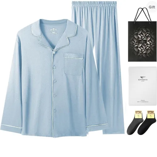SEPTWOLVES Pajama Set Fall And Winter Men's Gift Box Set+Shopping Bag