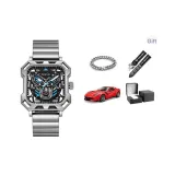 Silver Case Blue Dial Steel Band, Warrior Clothing Sets