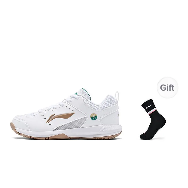 LiNing Feather Anti-Slip And Wear-Resistant Breathable Low-Top Badminton Shoes Unisex White-6