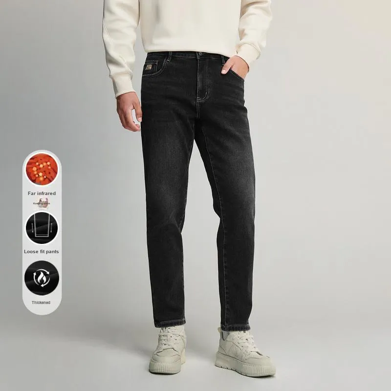 HLA Panda Wowo Series Jeans Men Black Denim Gradient Dark 6F-2