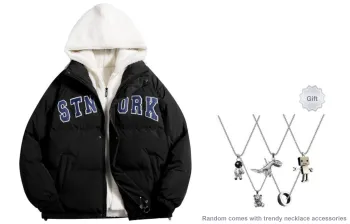 STNW Letter Hooded Loose Fit Thickened And Fleece Lined Puffer Jacket Unisex