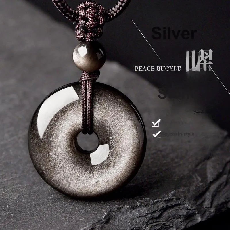 Lingfei Natural Obsidian Pendants Men's-1