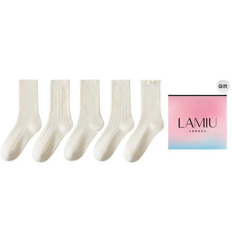 Lan Miao Mid Calf Socks Women's Shopping Bag 5 Pack-28