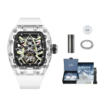 GEYA Mount Everest Glacier Collection Automatic Mechanical Movement Silicone Strap Watch Men's Watches Cut Out Dial
