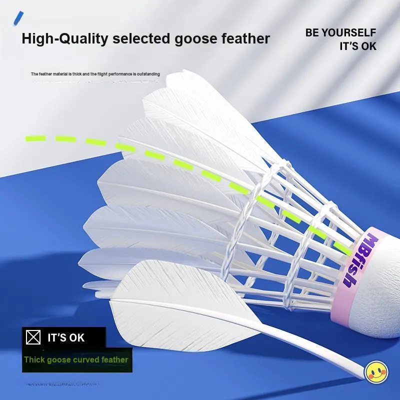 MBFISH Hello Good Luck Goose Feather Shuttlecock 3 Pack Goose Feather Indoor And Outdoor Shuttlecocks-5