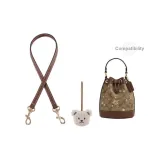 (Compatibility 24 Snowflake) Brown 1.1cm Width Litchi Grain Gold-Tone Lock 65cm+Beige Bear