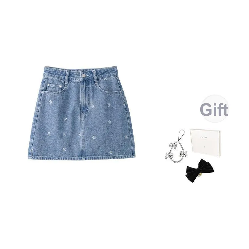 Fstudio Летний Корейский стиль Маленький A-Line 100% хлопок С принтом Повседневные Короткие Юбки Женские