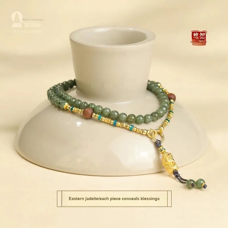 Mount Wutai Ice Glutinous Jadeite Necklace #Good Luck Unisex-2