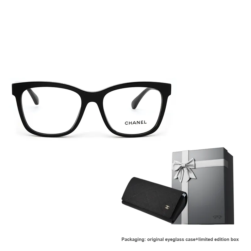 CHANEL Plate Frame Square Eyeglass Frames Women's Black-7