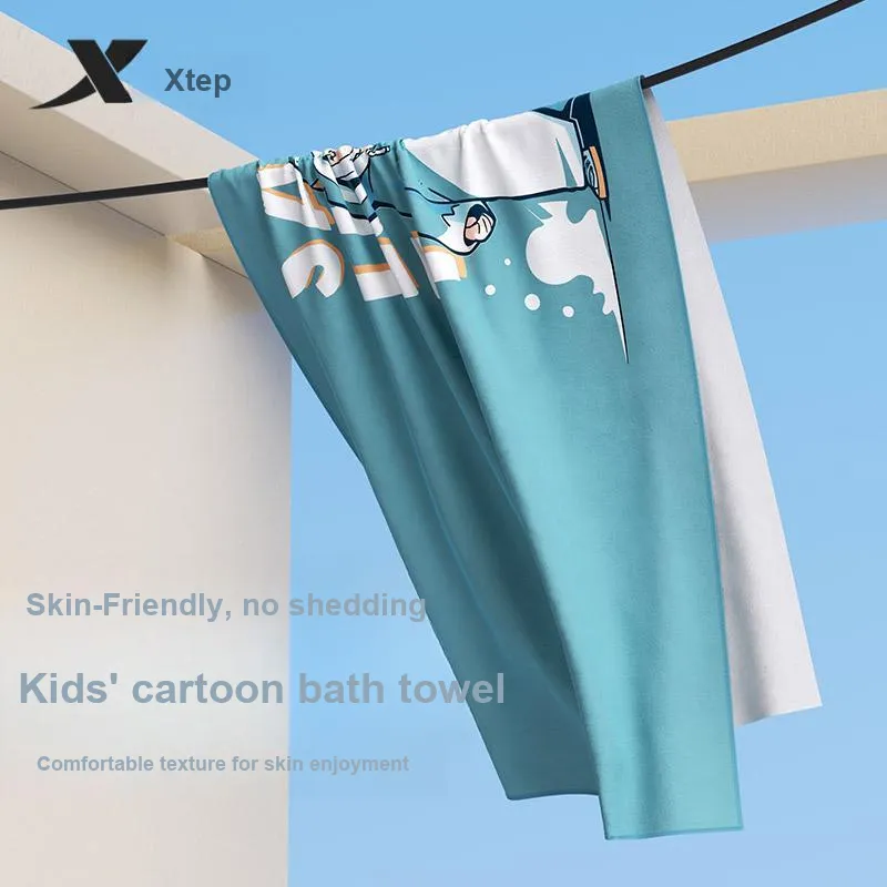XTEP Snow Mountains Dinosaur Cartoon Pattern Bath Towel Absorbent And Quick Dry Kids'-3