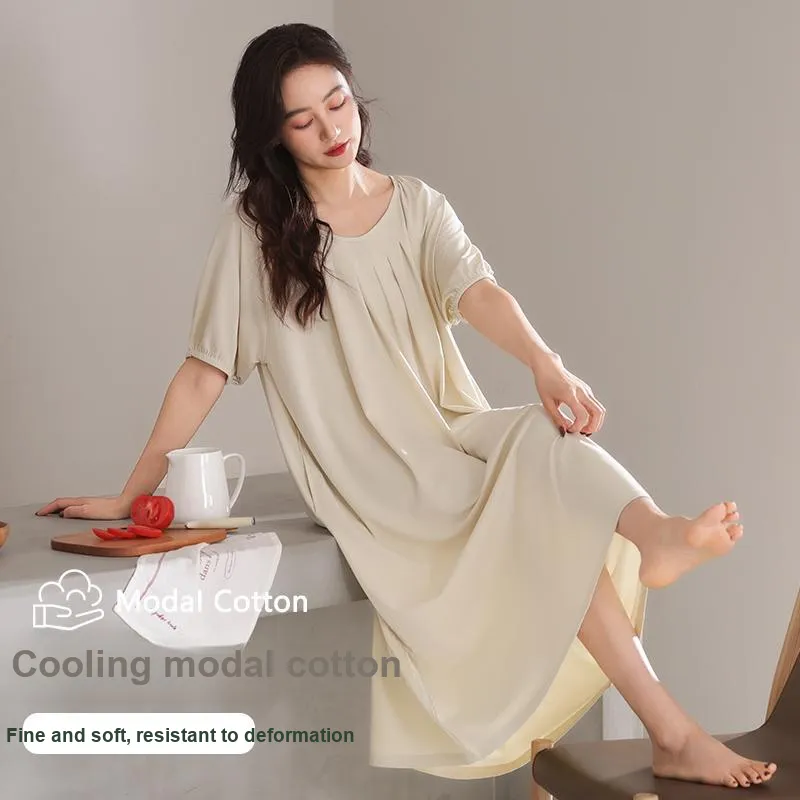 Lan Miao Nightgown Women's Light Gray-2