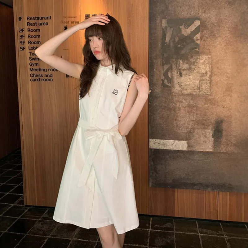 FLIM Sleeveless Dresses Women's White-2