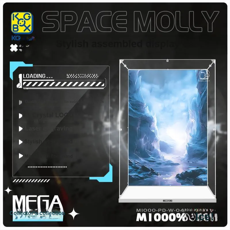 KGBOX Pop Mart Angry Bear Glacier MOLLY 400% 1000% Acrylic Figure Storage Display Case Model Accessories-34