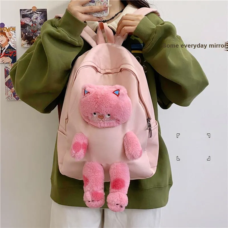 URBAN FOREST Nylon Backpack Women's White/Black/Khaki/Green/Blue/Pink-23