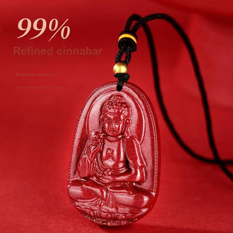 JINLIUFUJIXIANG Reconstructed Cinnabar Necklaces Unisex-11