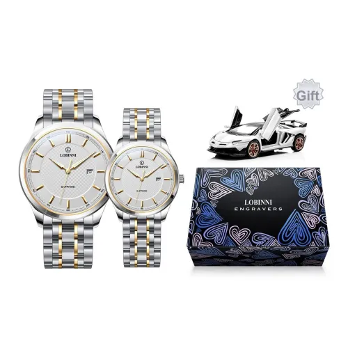 LOBINNI L Парные часы кварцевый механизм ремешок из нержавеющей стали унисекс белый циферблат