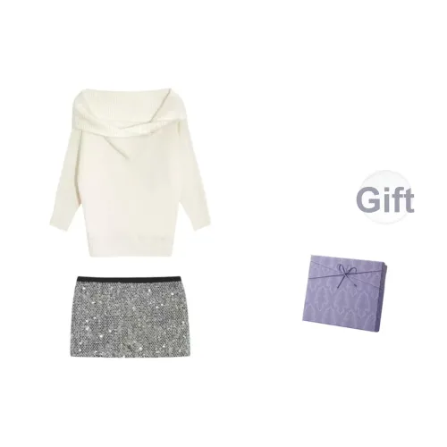 DITB Экрю + Серебристо-серый женский комплект с юбкой