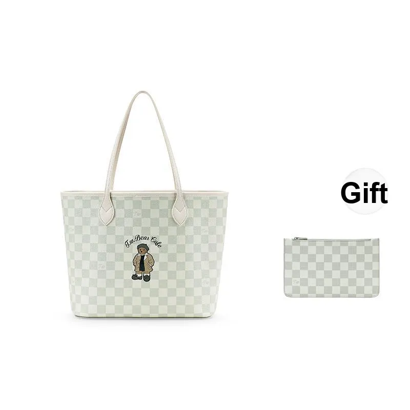 Teenie Weenie Polyvinyl Chloride With Synthetic Leather Tote Bag, Shopping Bag, Handbag, Shoulder Bag Women's Apricot