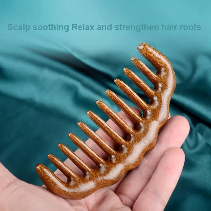 SHITIAN Natural Golden Sandalwood Wave Comb Thickened Meridian Massage Pad-3