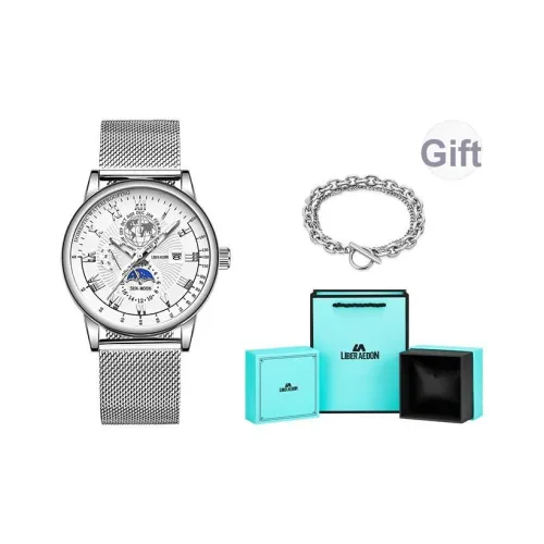 LIBER AEDON Мужские наручные часы кварцевый механизм ремешок из нержавеющей стали черный циферблат