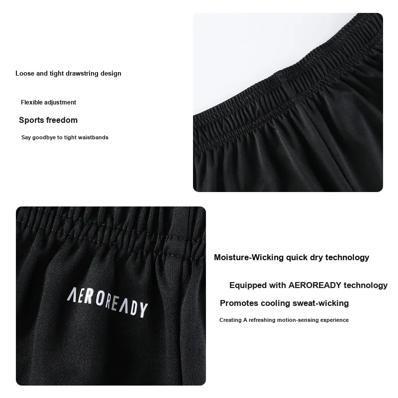 Adidas AEROREADY COMMERCIAL Soccer Jersey Set Short Sleeved Shirt+Shorts Men's 2 Piece Set Azure/Black-4