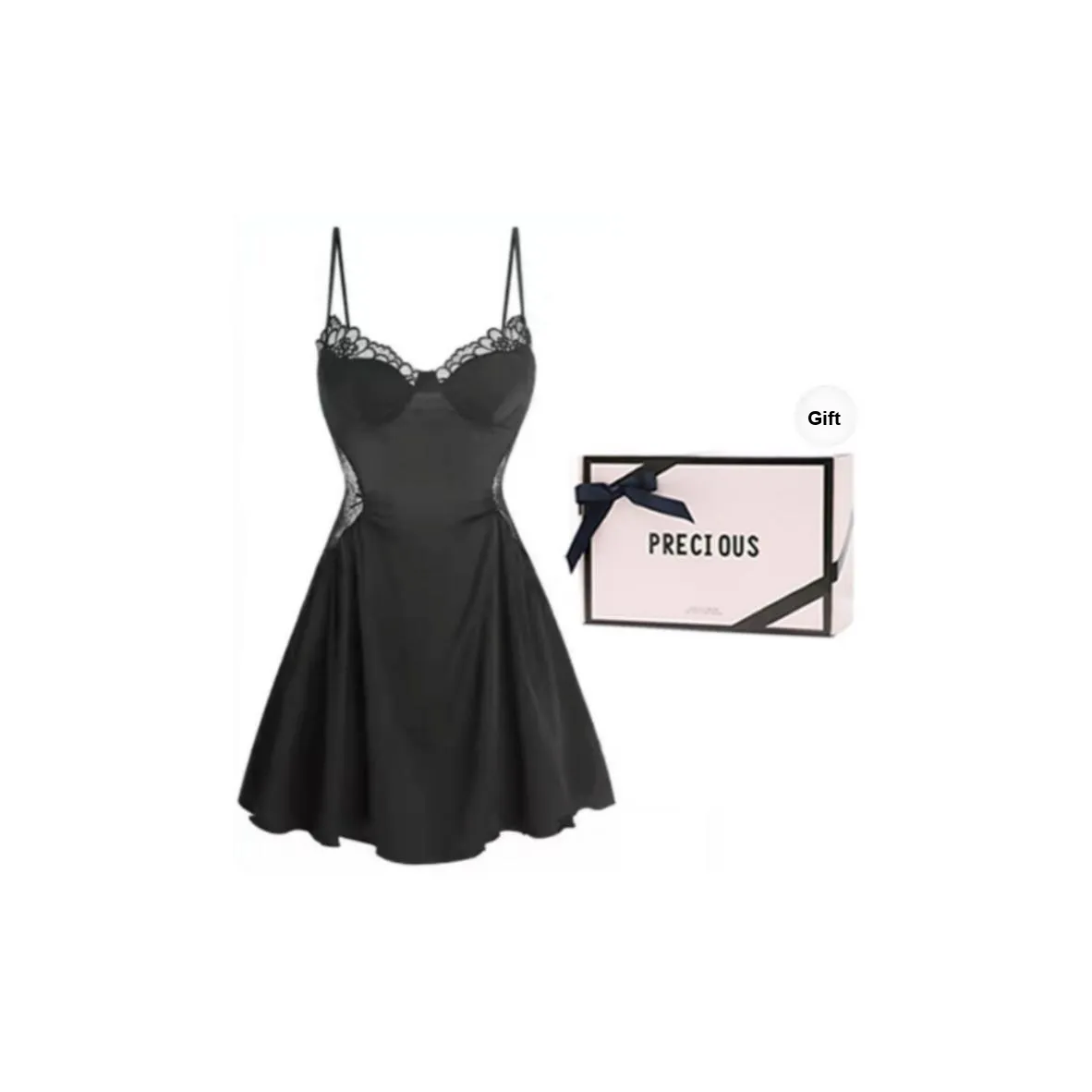 OEING Ночная сорочка Женская Набор в подарочной коробке Черный