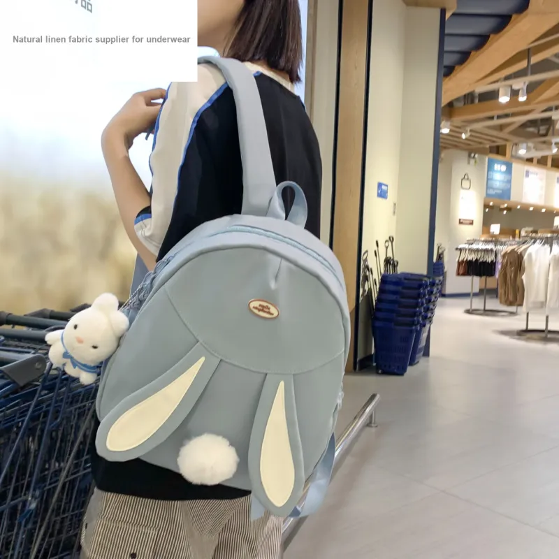 URBAN FOREST Nylon Backpack Unisex White/Black/Pink/Yellow/Blue-27