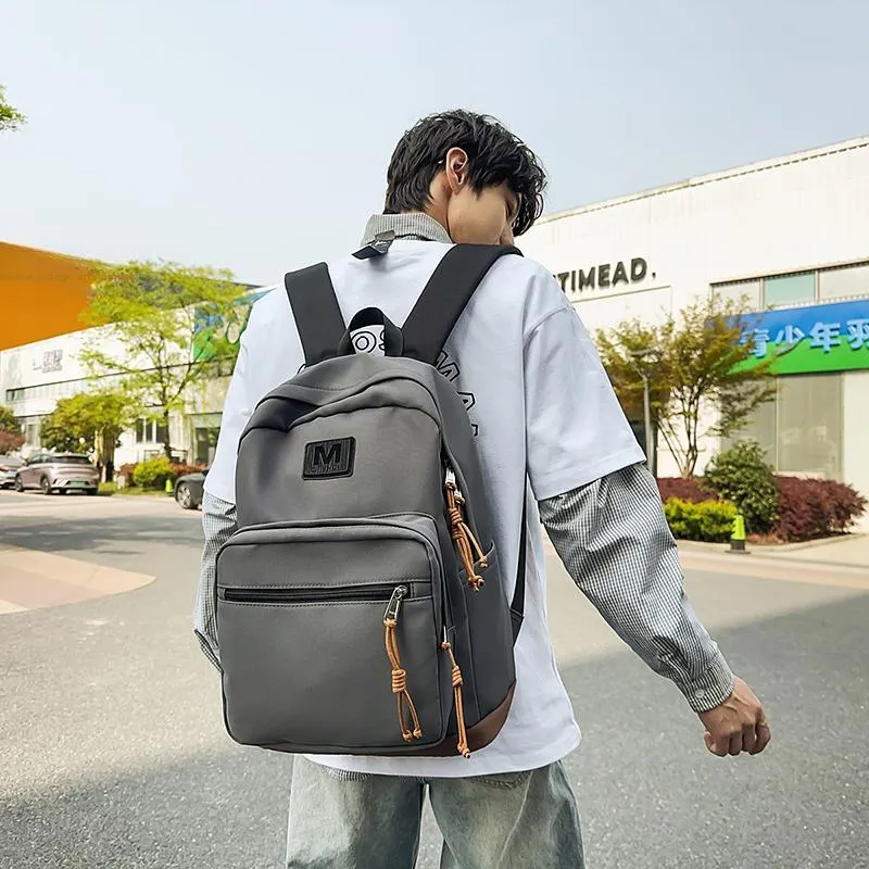 Yalu Nylon Backpack Regular Unisex Gray/Orange/Blue/Red-2