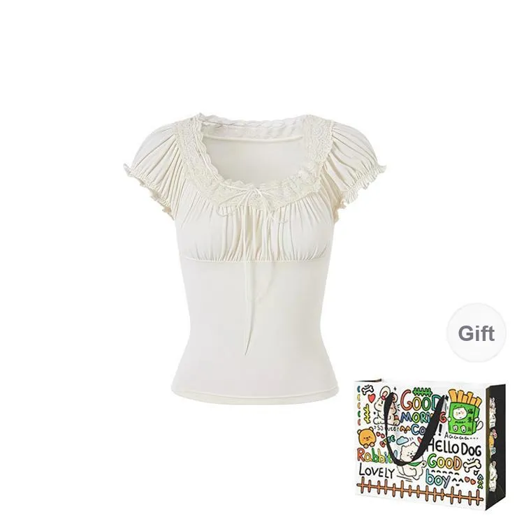 OURUOKE Lantern Sleeve T Shirt Women's-5