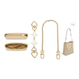 Beige Felt 2-Piece Liner+White Four-Leaf Clover Extender Chain+Decorative Chain 40cm