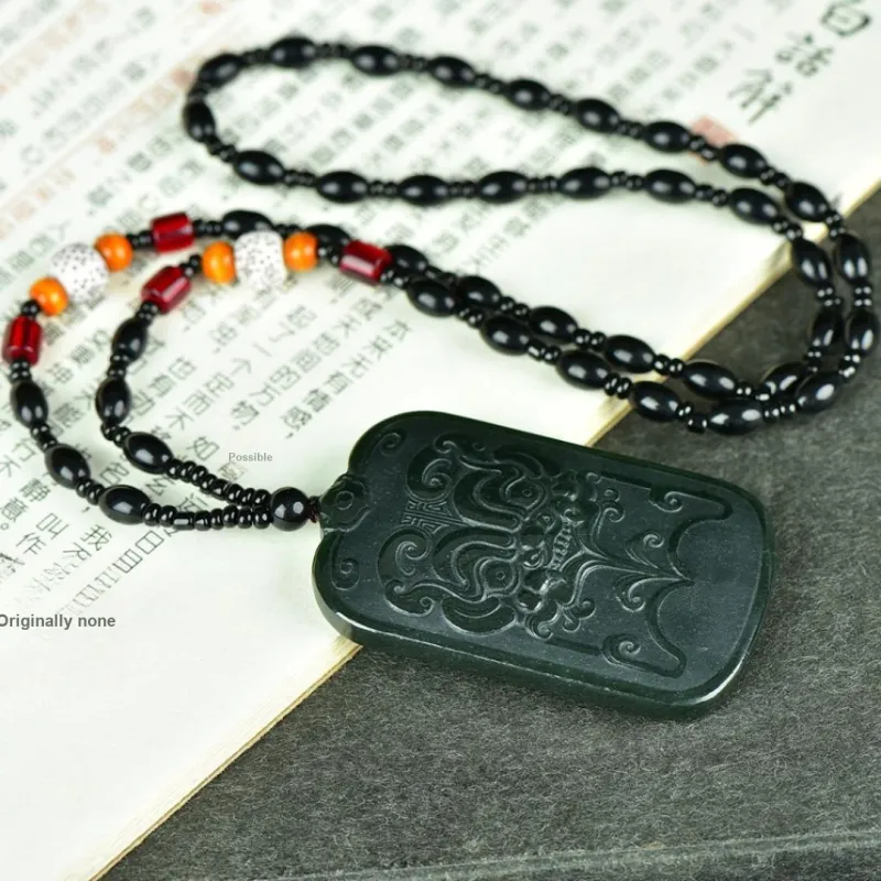 Jade Charm Yao Hetian Jade Necklaces Green Jade Men's-4